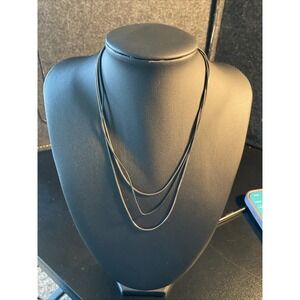 Express Womens Silver Tone Triple Strand Layered Snake Chain Necklace Adjustable